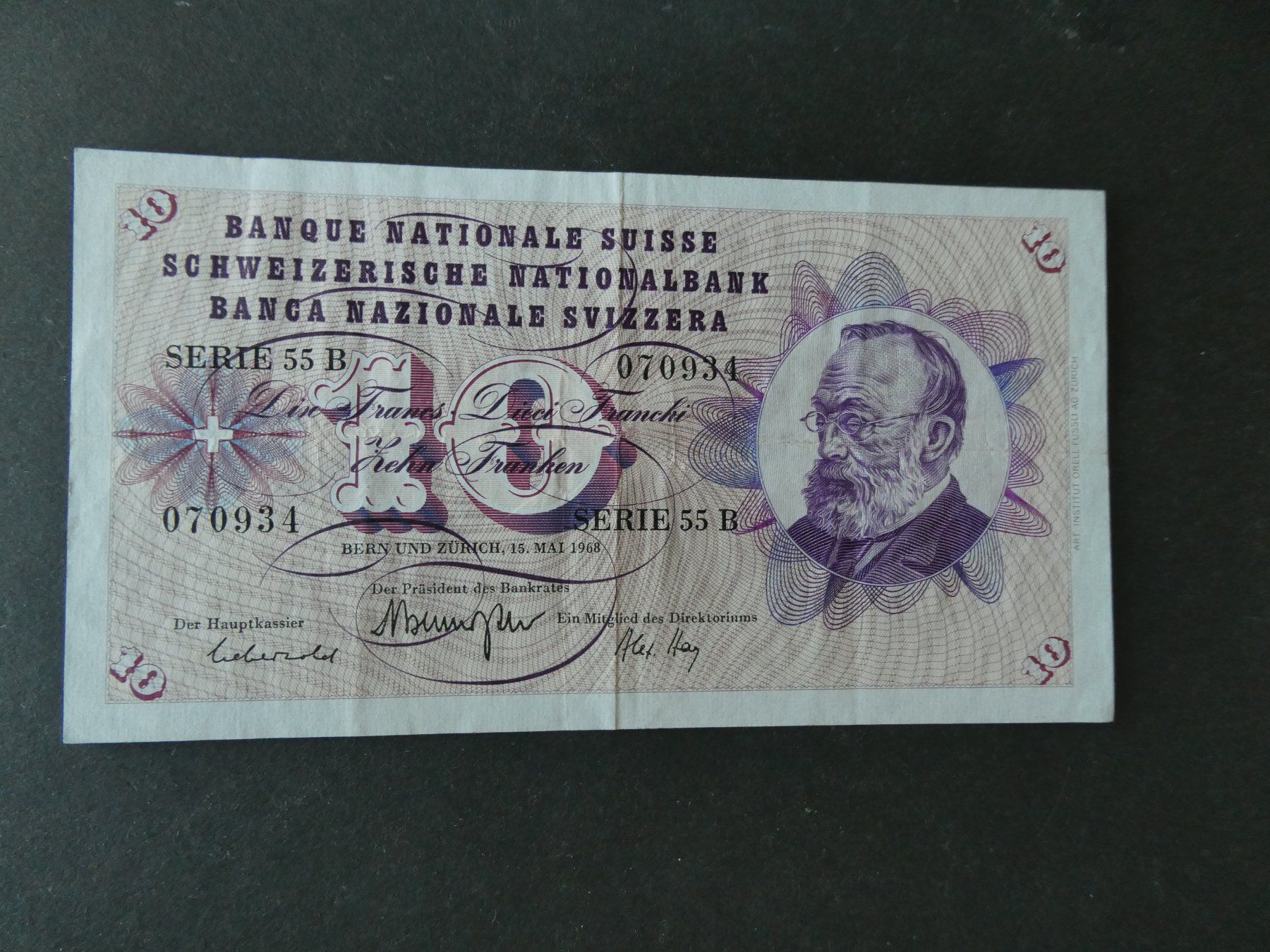 Billets de banque: Schweiz 1968, 10 Franken – D'occasion à Hinterforst par Rohusri