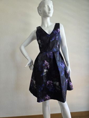 Abito Studio 75 floreale nero viola taglia 38 primavera