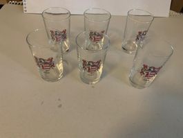 Set mit 6 kleinen Vintage-Gläsern aus Jura, Schweiz