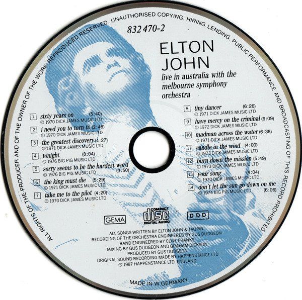 CD: Live in Sydney - Elton John – Usato da Unterbäch venduto da kolbar 2