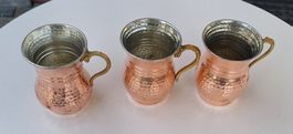 Ensemble 3 tasses en cuivre martelé, pour servir l’ayran