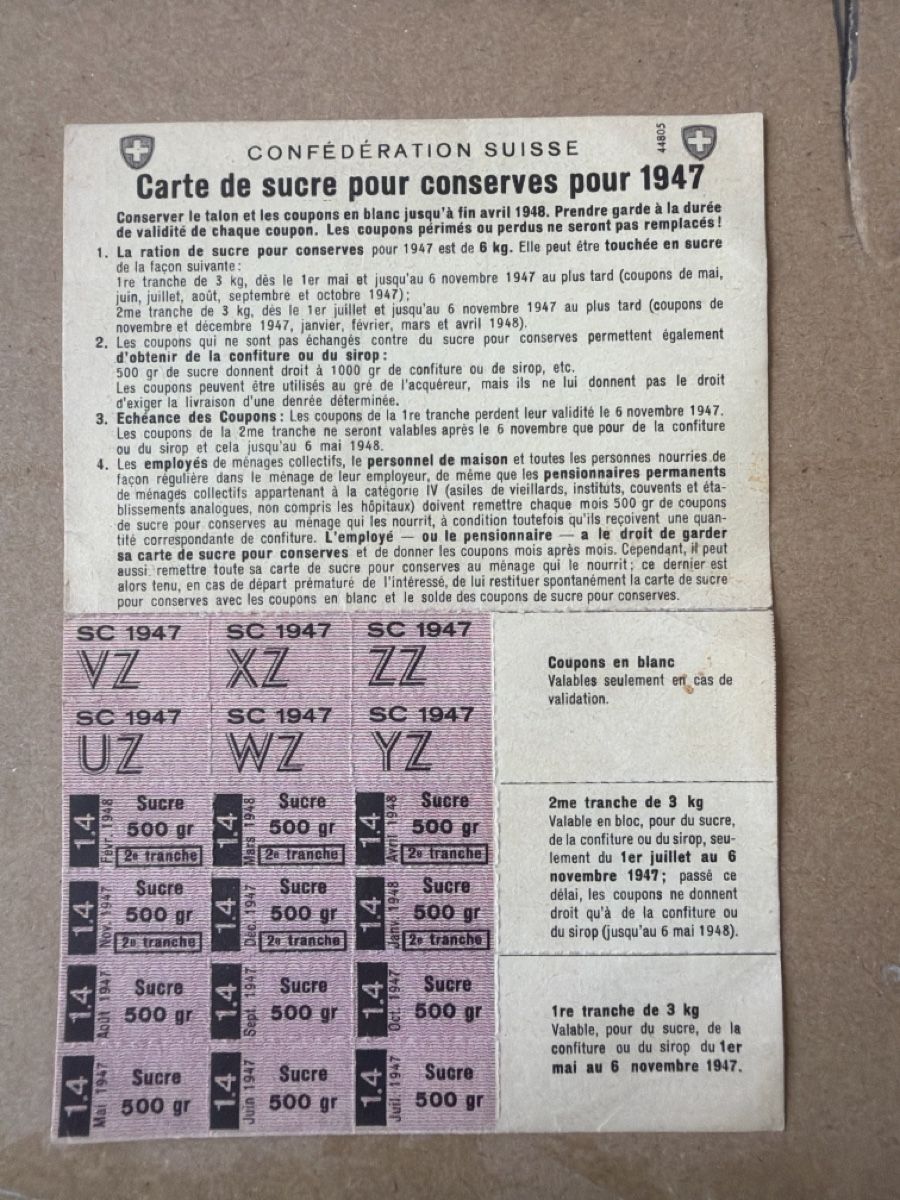 Altre raccolte & rarità: Einmachzucker-Karte 1947 – Usato da Aarau venduto da Tam6