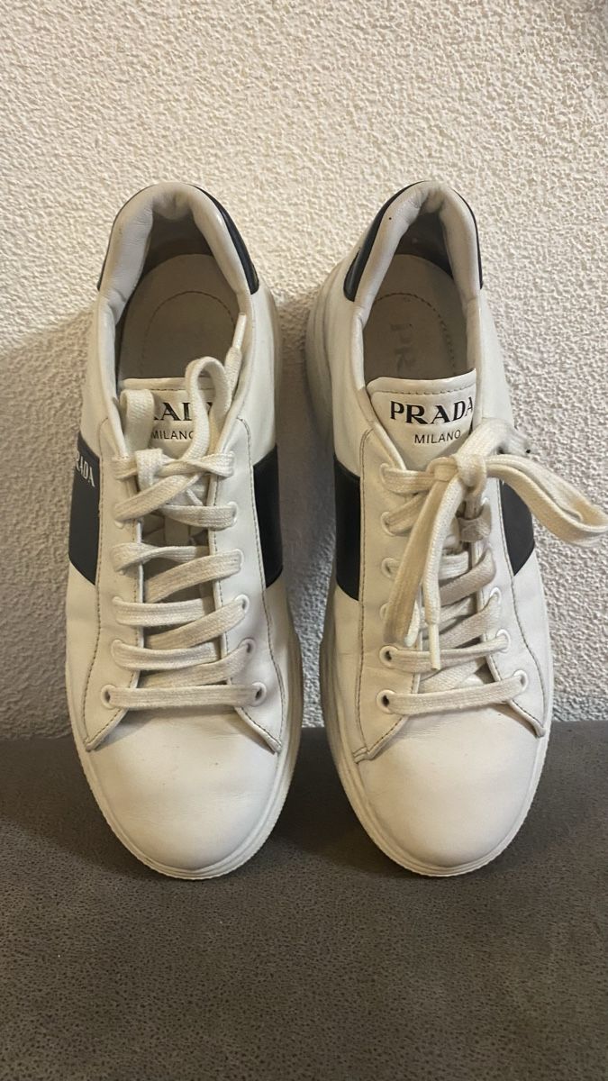 Prada Scarpe da uomo: Prada Sneakers Leder Weiss Grösse 39 1/2  – Usato da Zürich venduto da Timi80 6