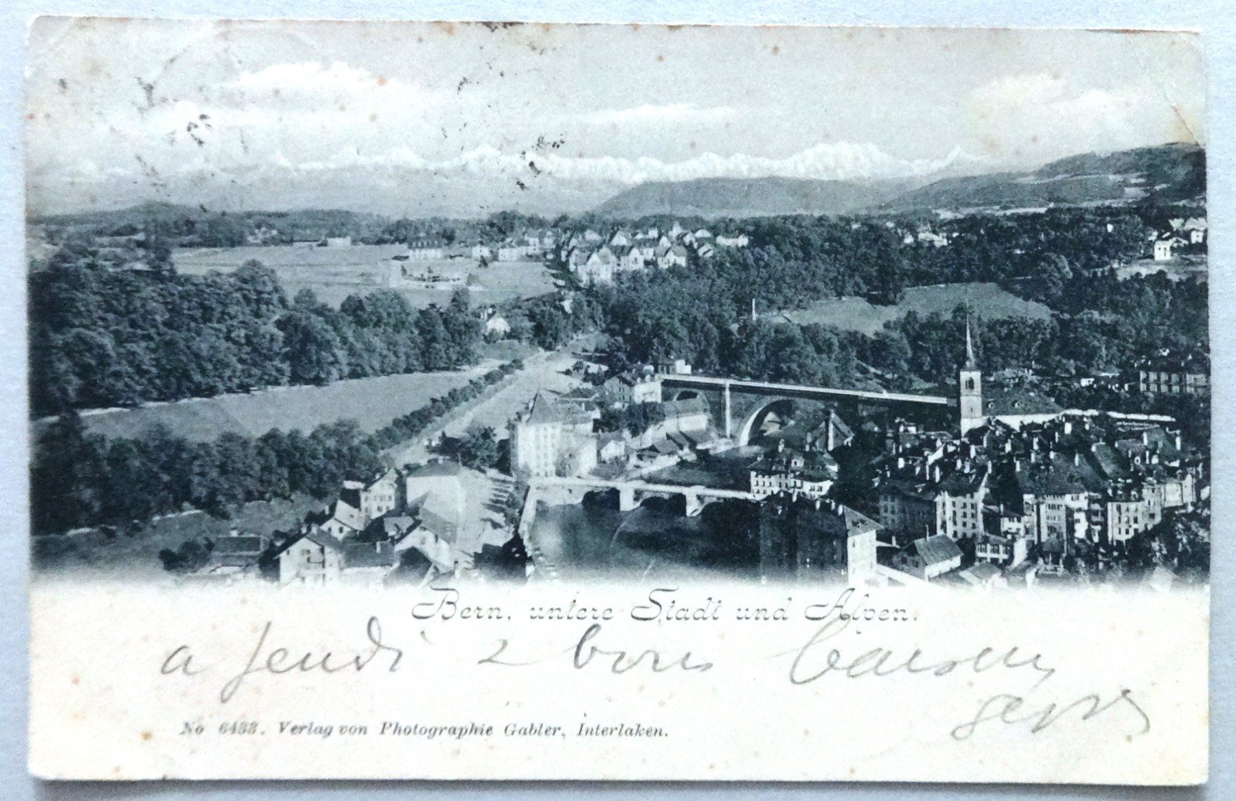 Cartoline postali: Bern, untere Stadt und Alpen – Difettoso da Fétigny venduto da Billy2miny