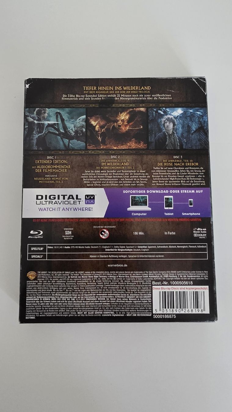 Tous les DVDs: The Hobbit Extended Edition Smaugs Einöde Blu-ray 2 Discs – D'occasion à Zürich par TimZurich1 1