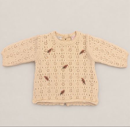 Pull en tricot Zara, motif floral, beige, taille 68 cm