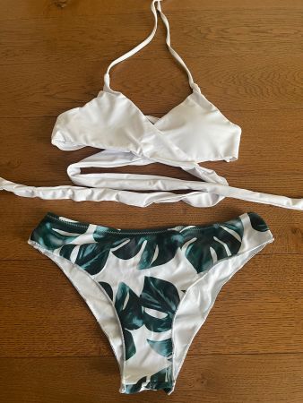 Bikini Gr S Neu Weiss Grün Wickelbikini