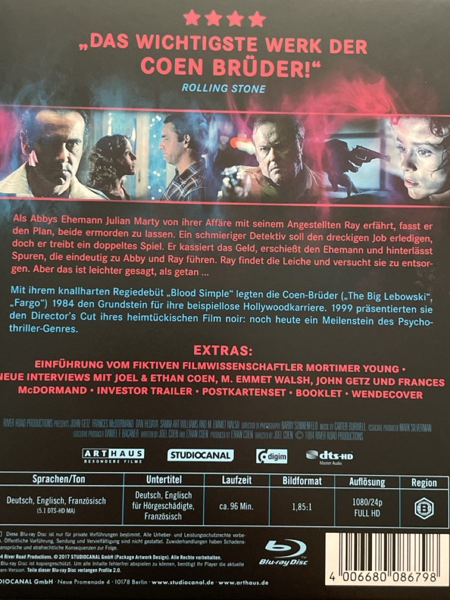 Tutti i DVDs: Blood Simple (1984) – Nuovo (secondo la descrizione) da Waldenburg venduto da Gonzo8 1