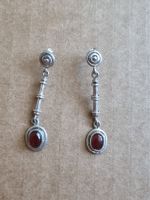 Silberohrringe mit rotem Stein Vintage Ohrhänger elegant 925