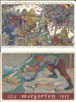 2 CPA Suisse - Bataille de Morgarten en 1315 Neuve