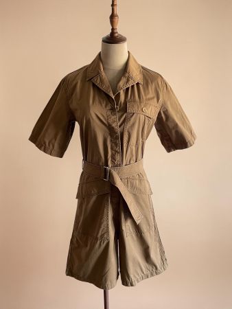 ARKET Utility Jumpsuit Shorts Beige Gr. 36 Baumwolle