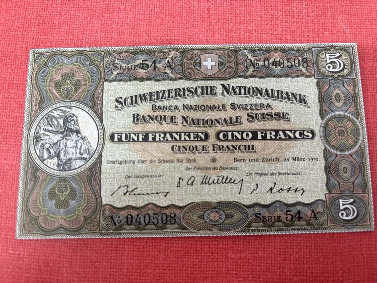 Banconote: Seltene 5 Franken Note von 1952 - Unzirkuliert TOP – Nuovo (secondo la descrizione) da Ormalingen venduto da digital09 2