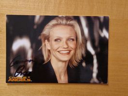 Cameron Diaz, Original Autogramm auf Postkarte in Farbe