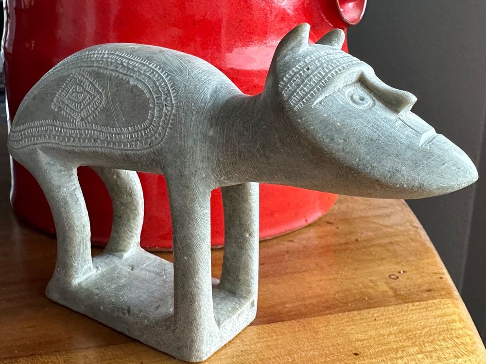 Figurine Ours Polaire En Pierre De Savon (Stéatite) - Sculpture Blanc/Gris