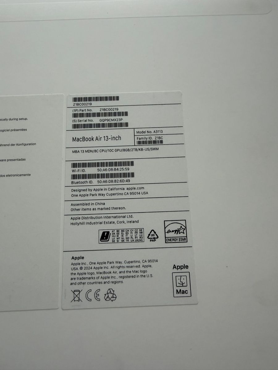 Apple Notebook: 13in M3 MacBook Air - 8 GB / 2 TB – Usato da Zürich venduto da db4 4