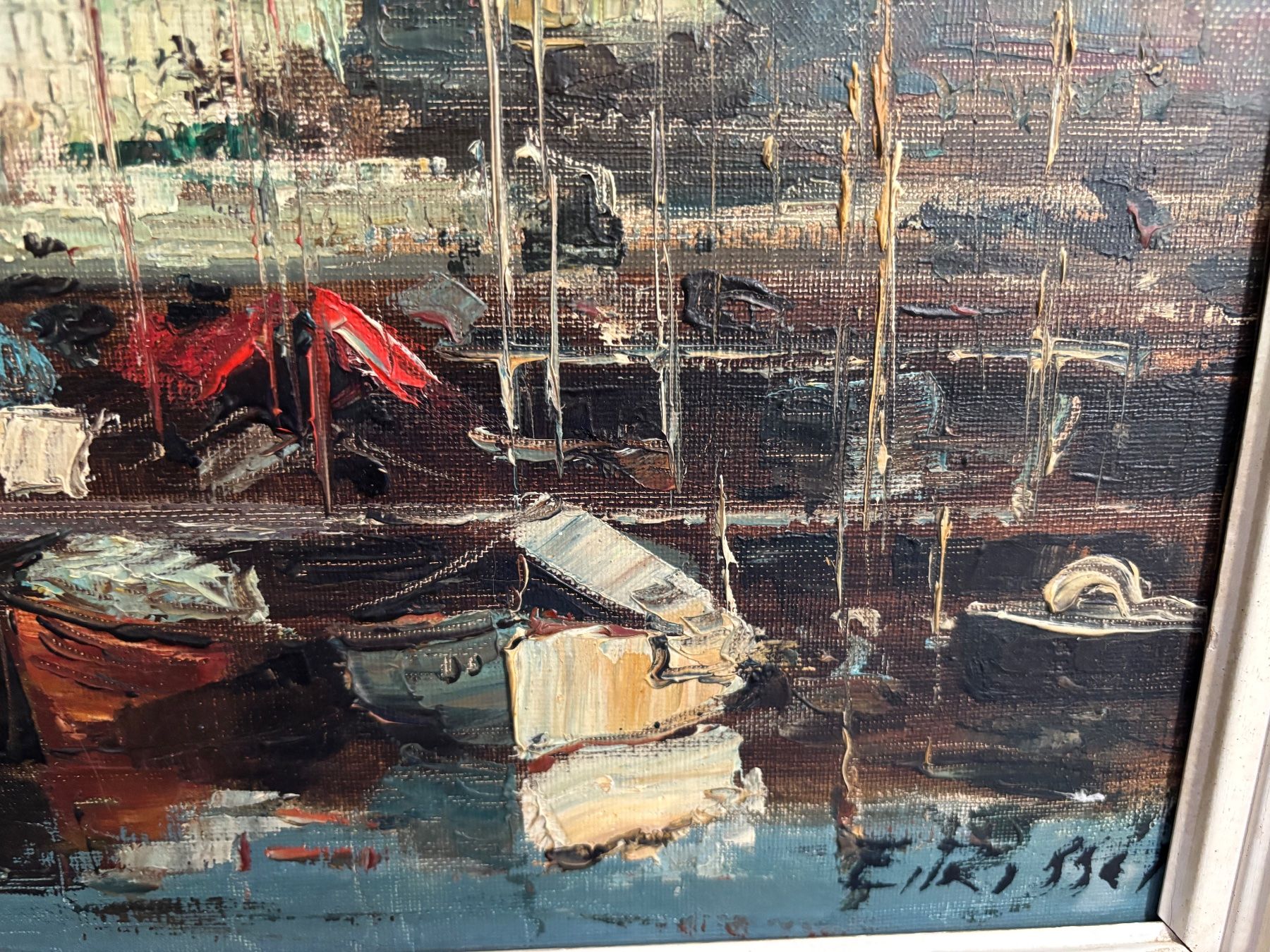 Tableaux: Tableau signe Vue du port de Genève ? – D'occasion à Peseux par Cresus27 5