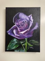 Beautiful Purple Rose Acrylic Painting on Canvas