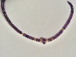 Collier Amethyst, Silber vergoldet