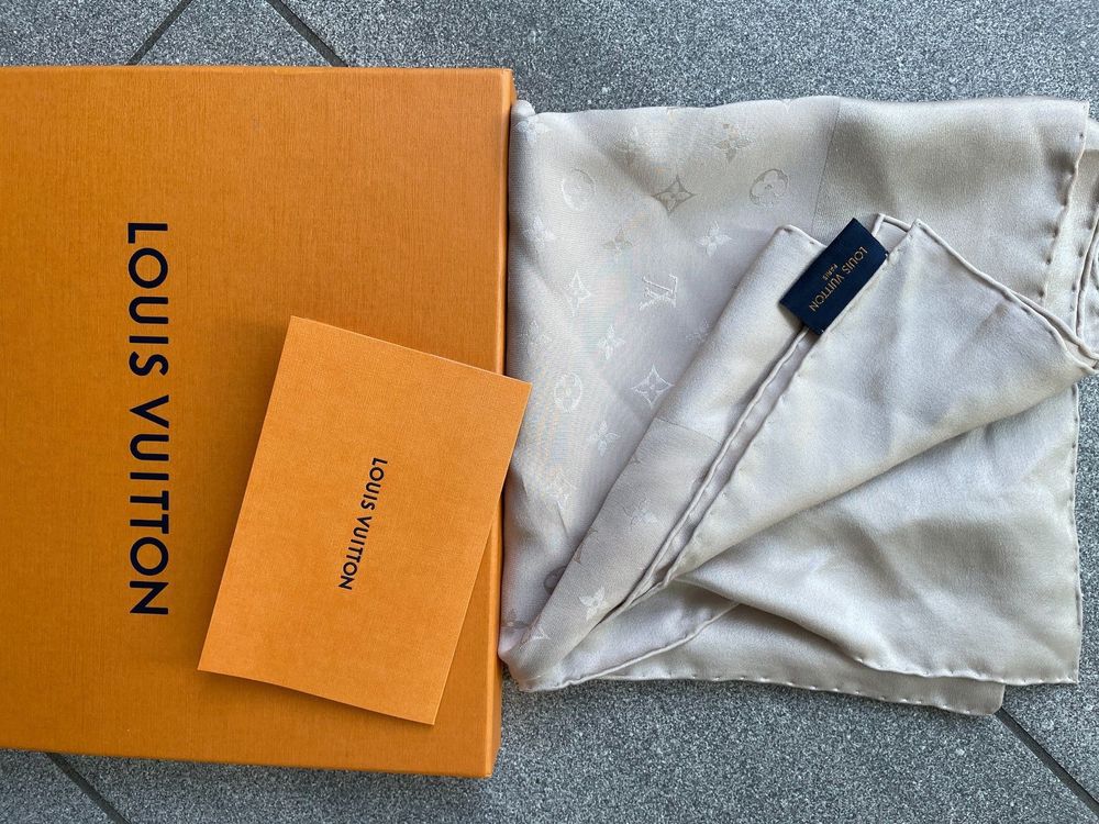 Louis Vuitton Carre Monaco M71146 Scarf Monogram Beige Silk 100