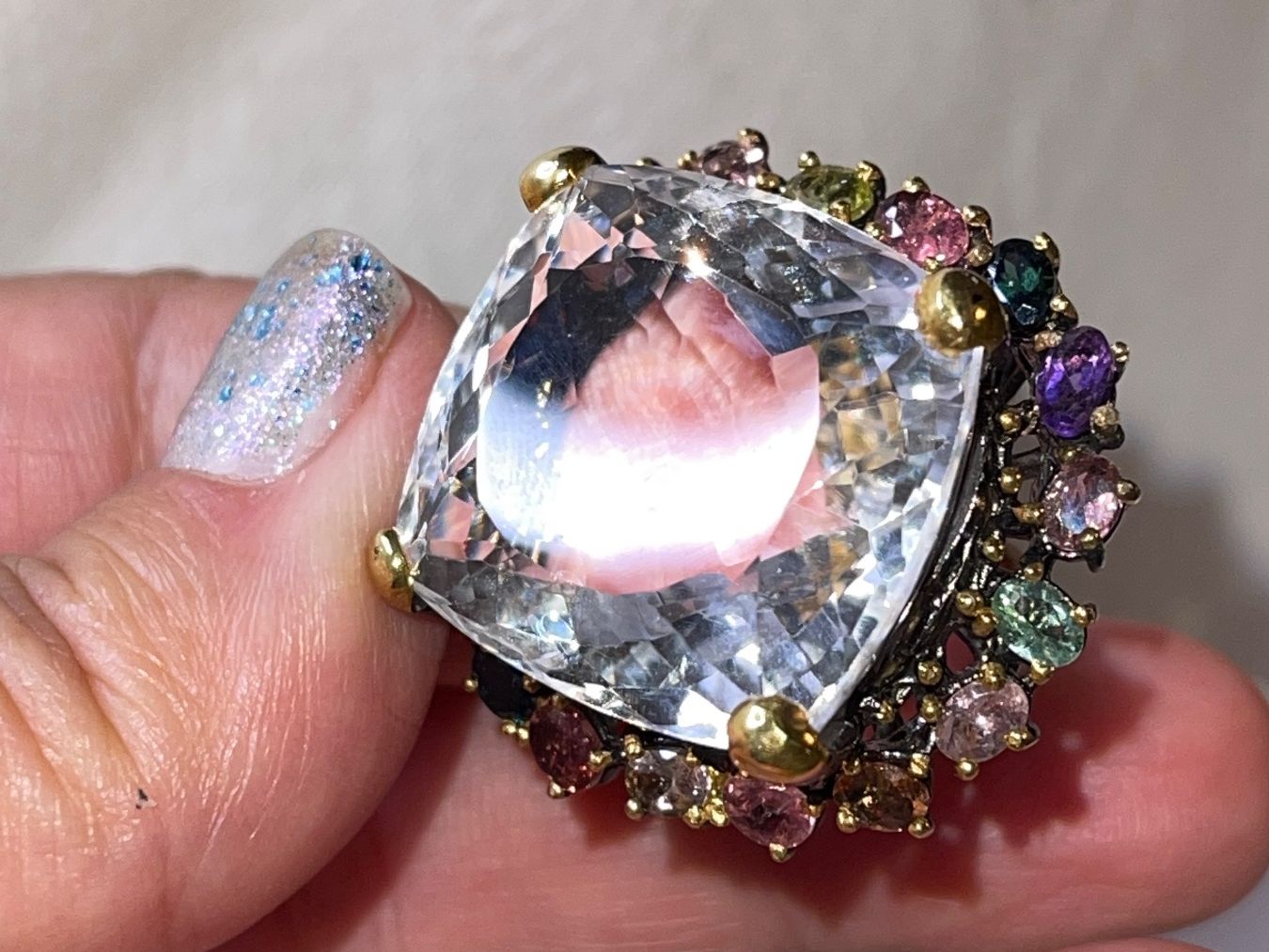 Llan Valls Joies Ringe: Rock Crystal Cocktail Ring Citrine Tourmalines – Neu (gemäss Beschreibung) aus Birsfelden von G.D.d.T. 8