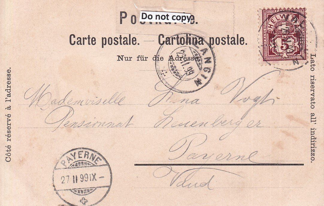 Cartoline postali: Valangin  NE        en 1899 – Usato da Brig venduto da Valcards54 1