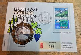 Gotthard Tunnel 1980 Gedenkmedaille Silber 999,9