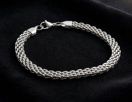 Bracciale catena maglia larga color argento 21.5 cm