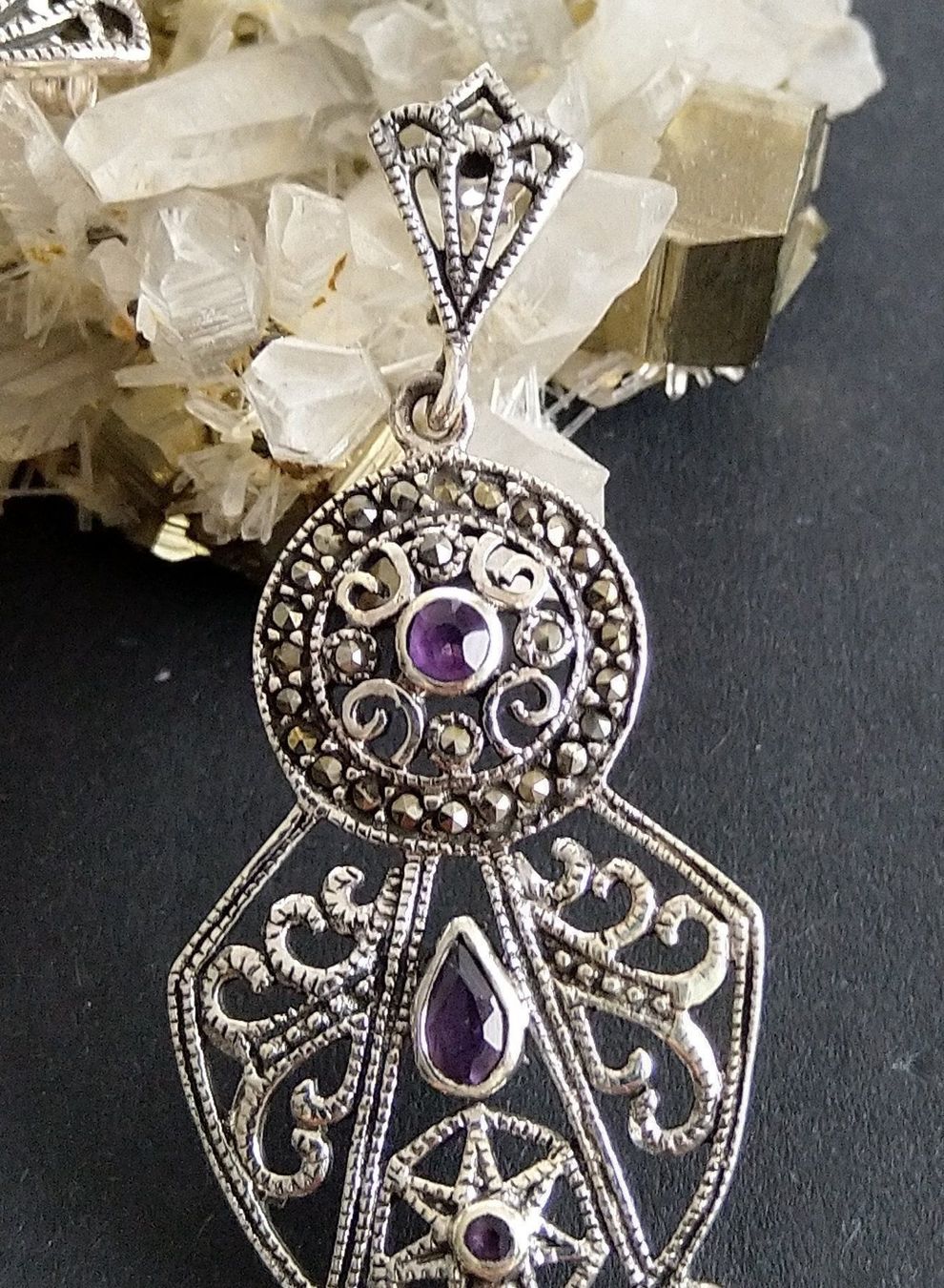 Orecchini pendenti & Orecchini a lobo: XL OHRRINGE MARKASITEN IN 925 SILBER – Usato da Romanshorn venduto da BoutiqueA 3