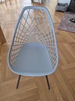 6x Design Esszimmerstühle, Grau, Schalenstühle Gitter-Optik
