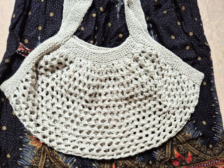 HÄKELEI HÄKELTASCHE BEUTEL GRAU SHOPPER TASCHE BAG TOP