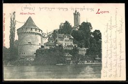 AK Luzern, Nöllet-Turm, Ansicht vom Wasser