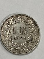 SVIZZERA 1 FR MONETA IN ARGENTO 1921 usata - circolata