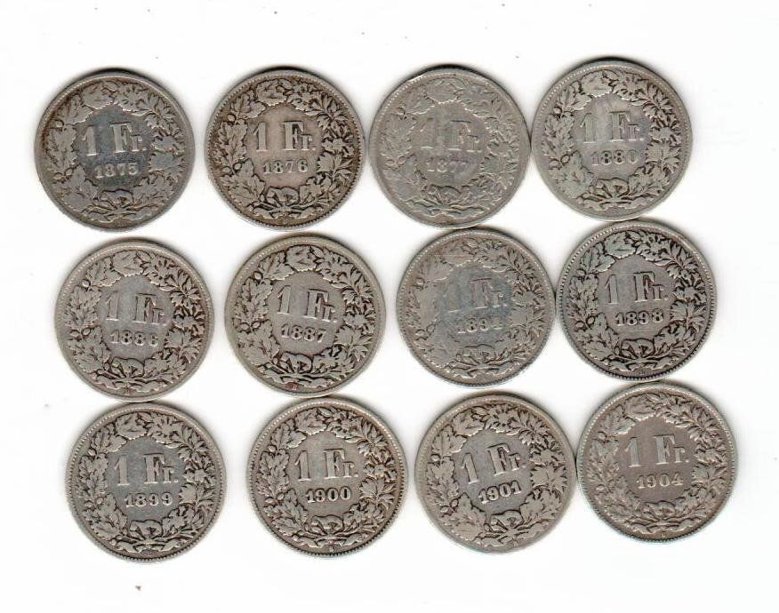 Tutti le monete: 12 x 1Fr. silber – Usato da Wolhusen venduto da Curver9