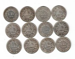 12 x 1Fr. silber