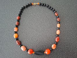 Karneol-Onyx-Halskette, Herbstfarben, Top Zustand