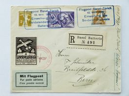 R- Sonderflug BASEL - ZÜRICH 10.Mai 1925, Vignette, MiF, SSt