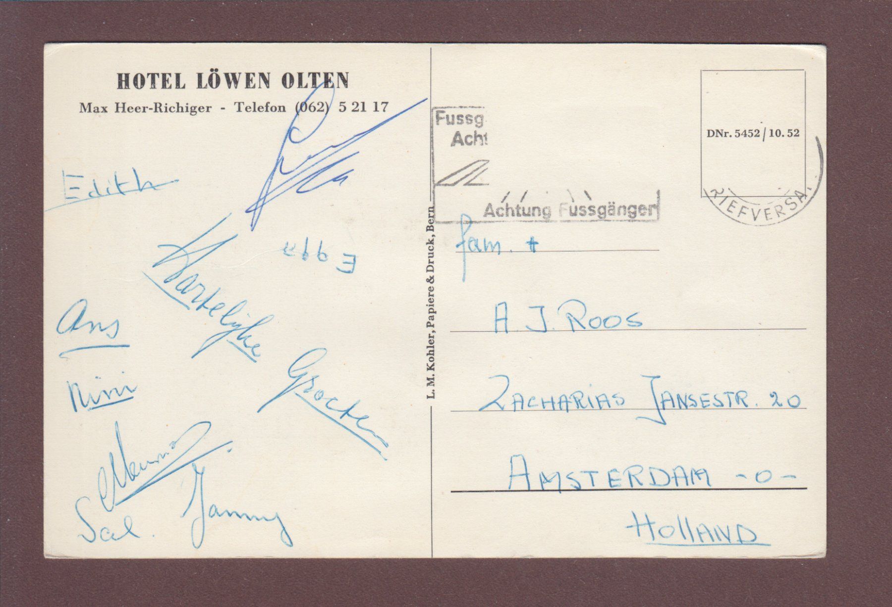 Cartoline postali: OLTEN - Hotel zum Löwen – Usato da Pully venduto da nicecards 1
