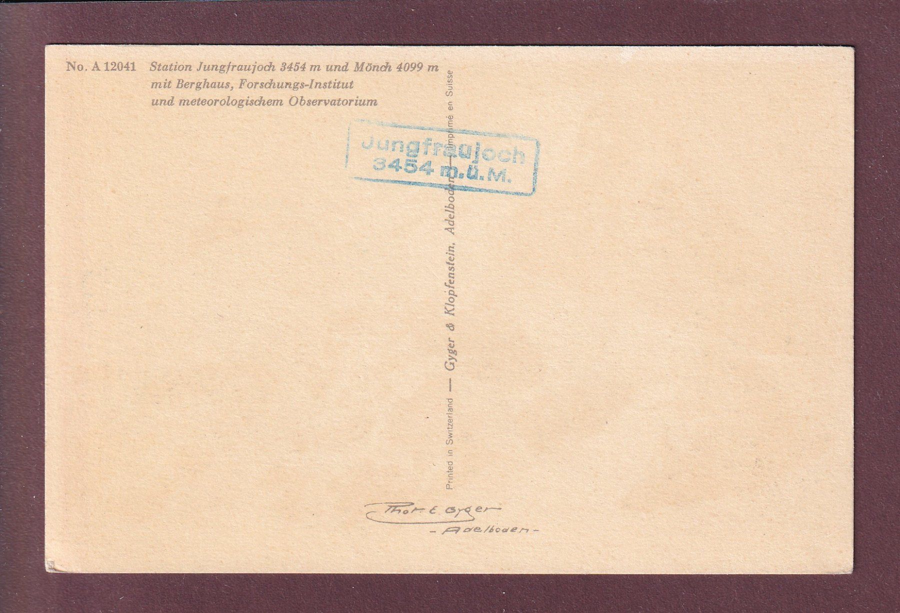Cartoline postali: STATION JUNGFRAUJOCH - Berghaus - Observatorium – Usato da Pully venduto da nicecards 1