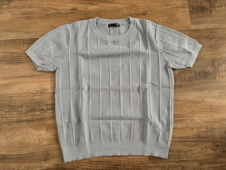 Strick Pullover kurzarm hellblau - Grösse L