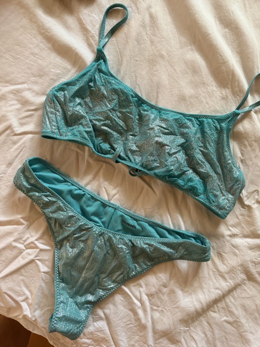 Tezenis Costumi da bagno & Bikini: Tezenis Bikini Turquoise Metallic Sparkle Size S – Usato da Zürich venduto da BettinaMarie2308 3