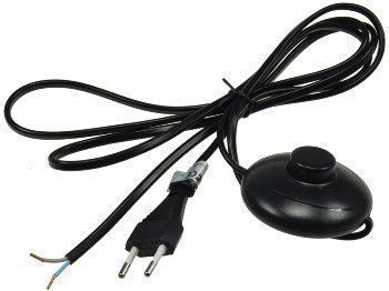 Cavi: Netzkabel mit Fussschalter 2m schwarz – Nuovo e nell'imballaggio originale da St. Niklausen OW venduto da LED-Shop