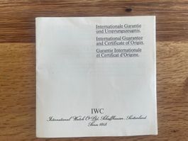 IWC da Vinci Garantie uns Ursprungszeugnis