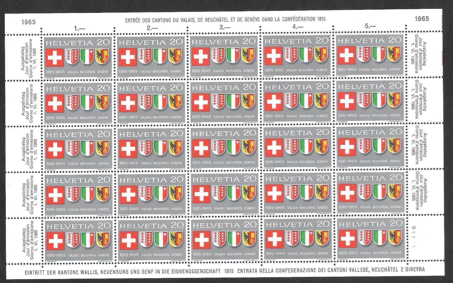 Alle Briefmarken: Bogen 432 D1111 mit 2 Abarten ** 1.6.1965 – Neu (gemäss Beschreibung) aus Olten von clotaldi