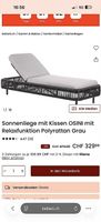 Gartenliege / Sonnenliege Rattan Grau  verstellbar