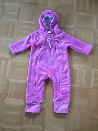 Baby Plüsch Overall mit Kapuze rosa Gr. 74