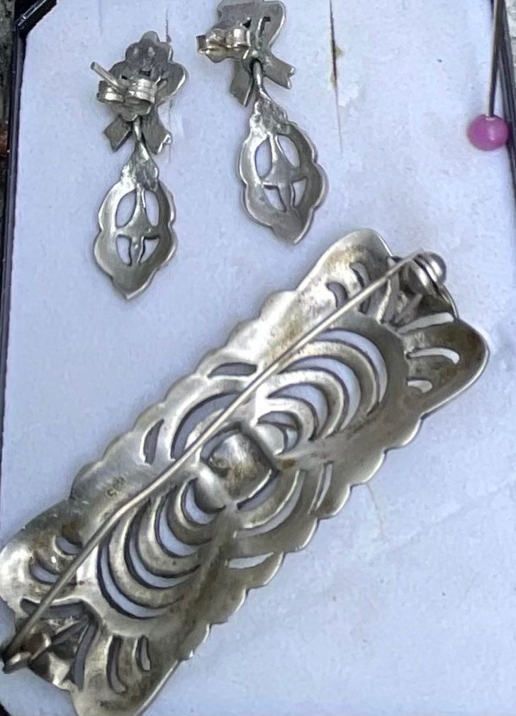 Orecchini pendenti & Orecchini a lobo: Jugendstil Markasit, Silber 825 Ohrringe & Brosche Schmuck – Usato da Otelfingen venduto da Markthalle_C 2