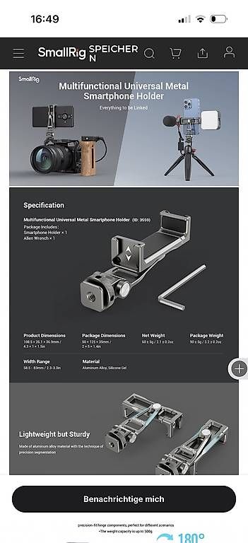 Support: SmallRig, Smartphone, multifunktionale Handyhalterung – Neuf avec emballage d'origine à Wallisellen par Versiva4 4