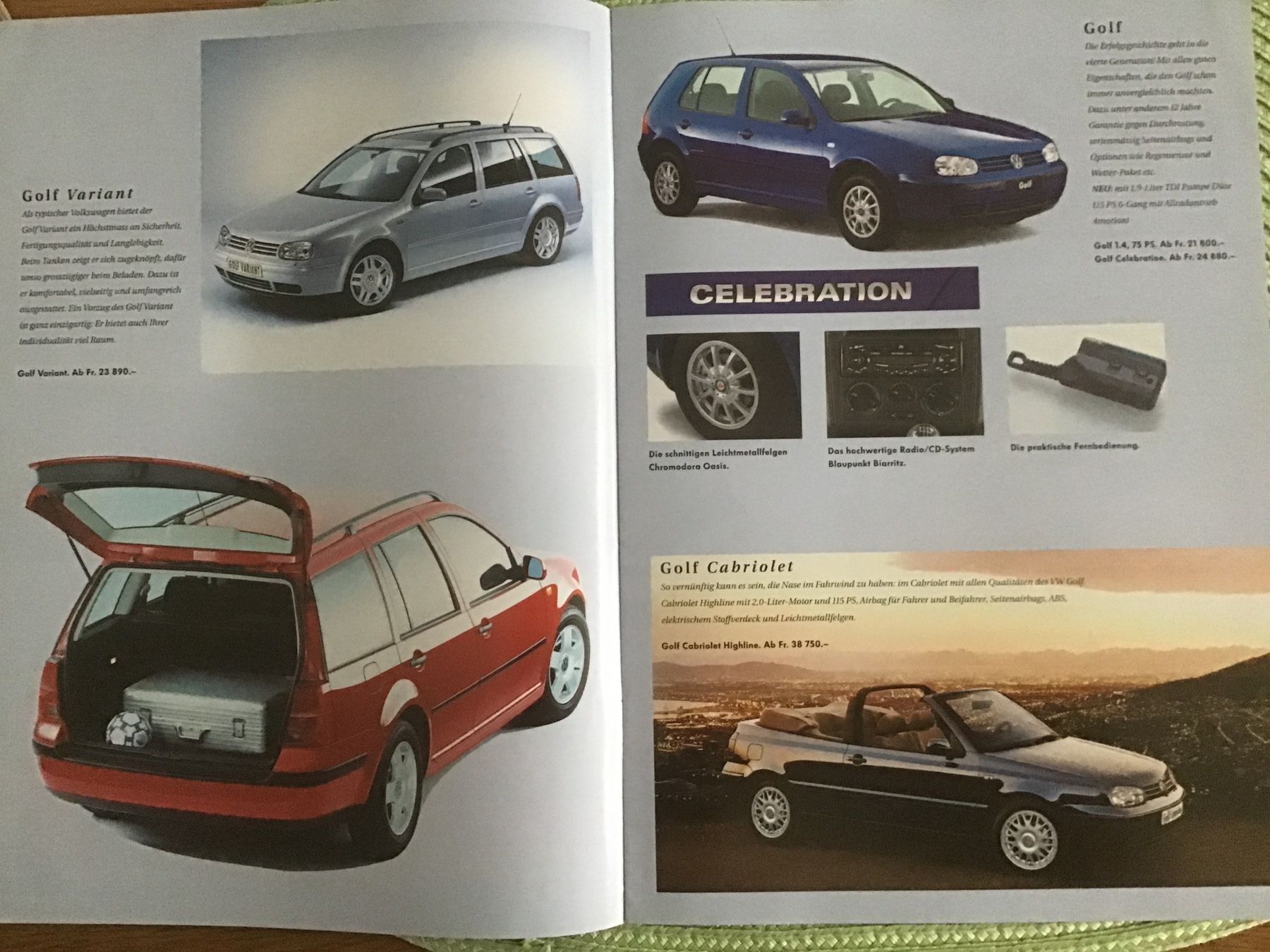VW Dokumente: VW-Programm Verkaufsprospekt 12 Seiten 1999 – Gebraucht aus Scherzingen von Starseller62 2