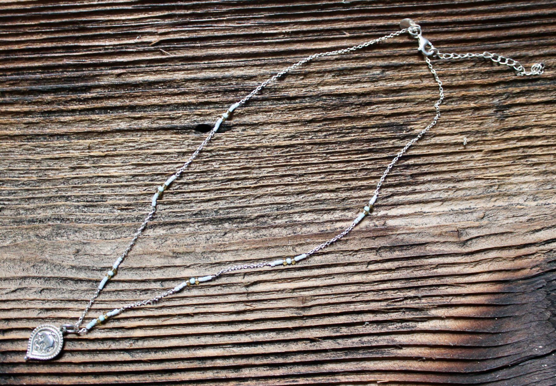 Catenine: Silberkette mit Glasperlen und Elefantenanhänger – Nuovo (secondo la descrizione) da Kirchlindach venduto da hekilida 3