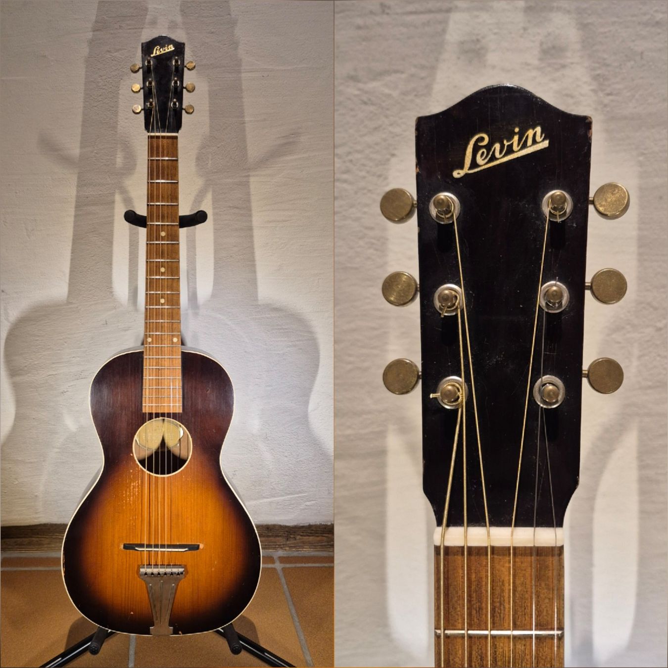 Strumenti musicali: Antike Parlor Gitarre Levin 60 1946 – Usato da Winterthur venduto da NorrSydGuitars